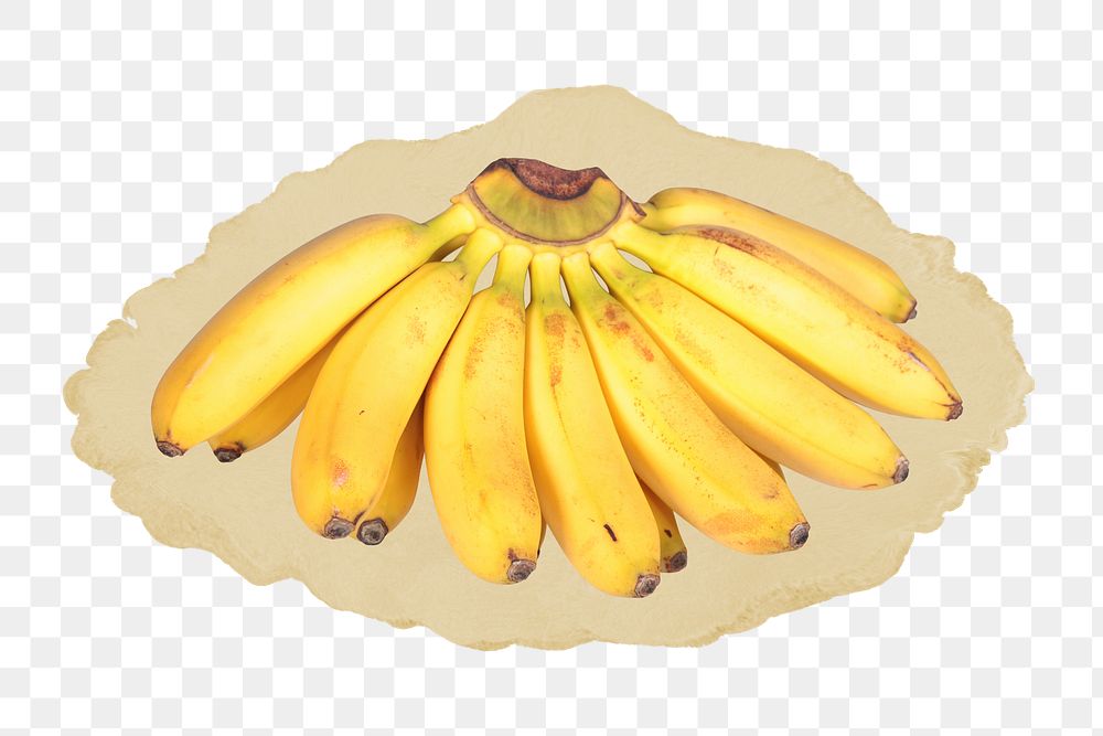 Banana png sticker, ripped paper, transparent background