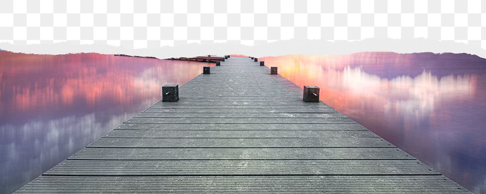 Aesthetic boardwalk png border, torn paper design, transparent background