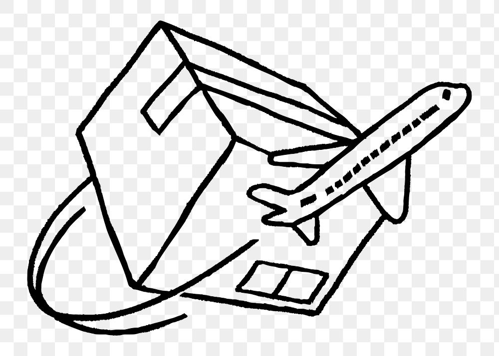 Airplane delivery png sticker, doodle, transparent background