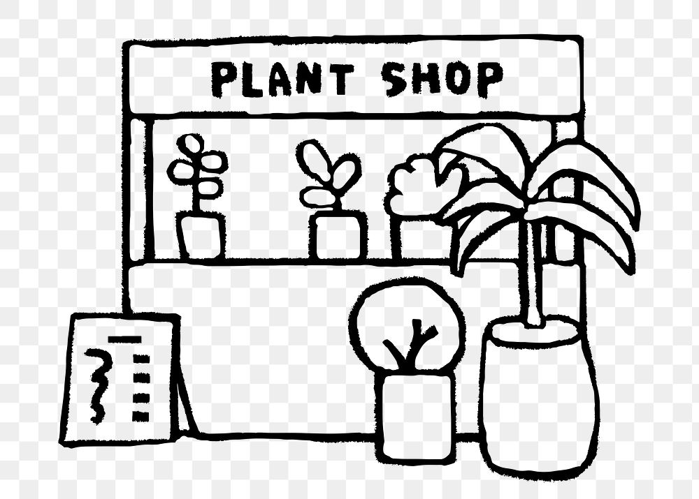 Plant shop png sticker, doodle, transparent background