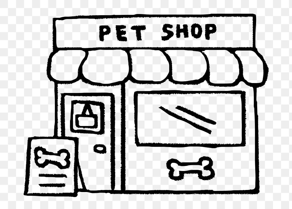 Pet shop png sticker, doodle, transparent background