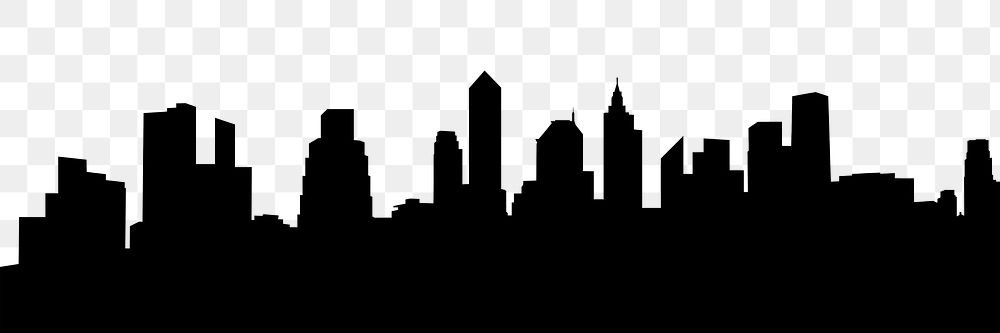 Skyline silhouette png border, New York City, black, transparent background