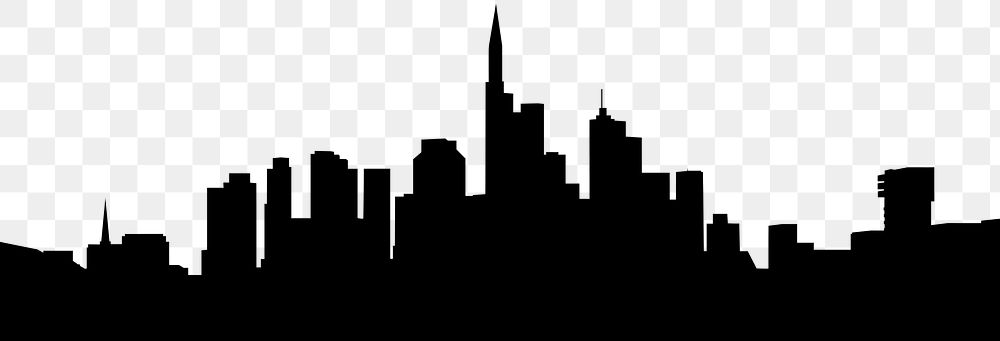 Skyline silhouette png border, Frankfurt, black, transparent background