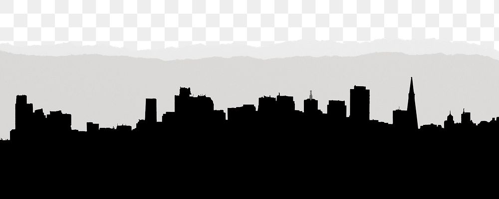 San Francisco silhouette png border, torn paper design, transparent background