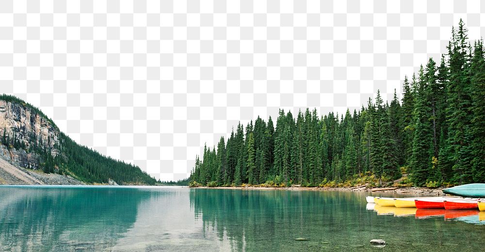 Png lake landscape border, transparent background