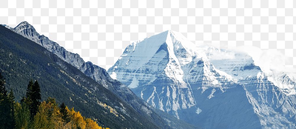 Snow mountain png border, Autumn isolated image, transparent background