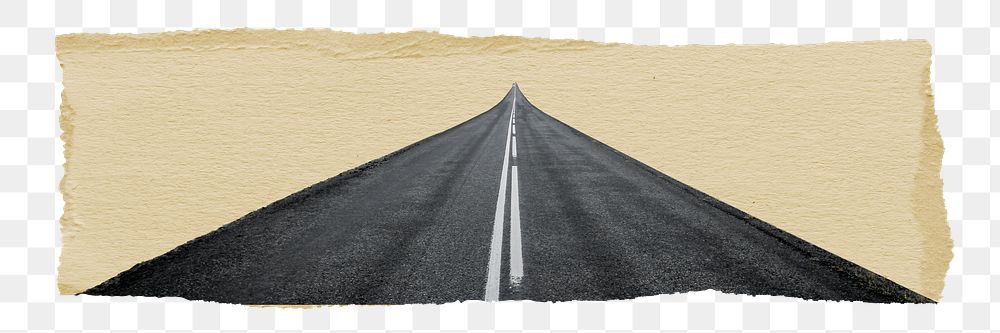 Asphalt road png border, torn paper design, transparent background