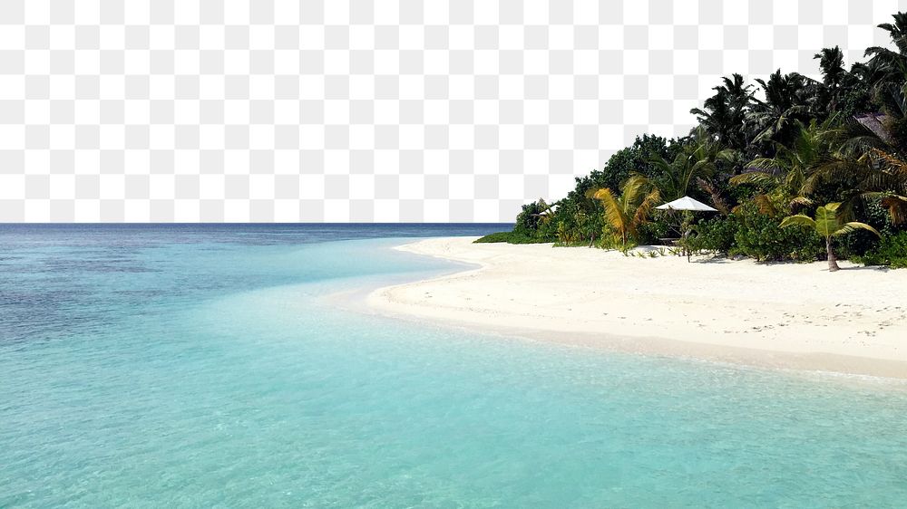 Maldives beach png border, nature photo, transparent background