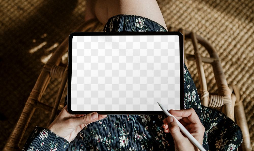 Tablet screen png mockup, digital device, transparent design