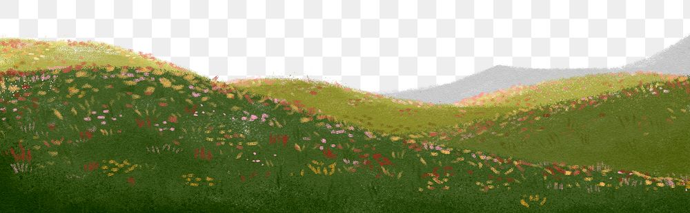 Flower field png border, transparent background