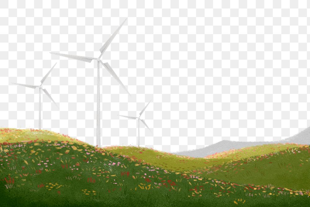 Wind farm png border, transparent background
