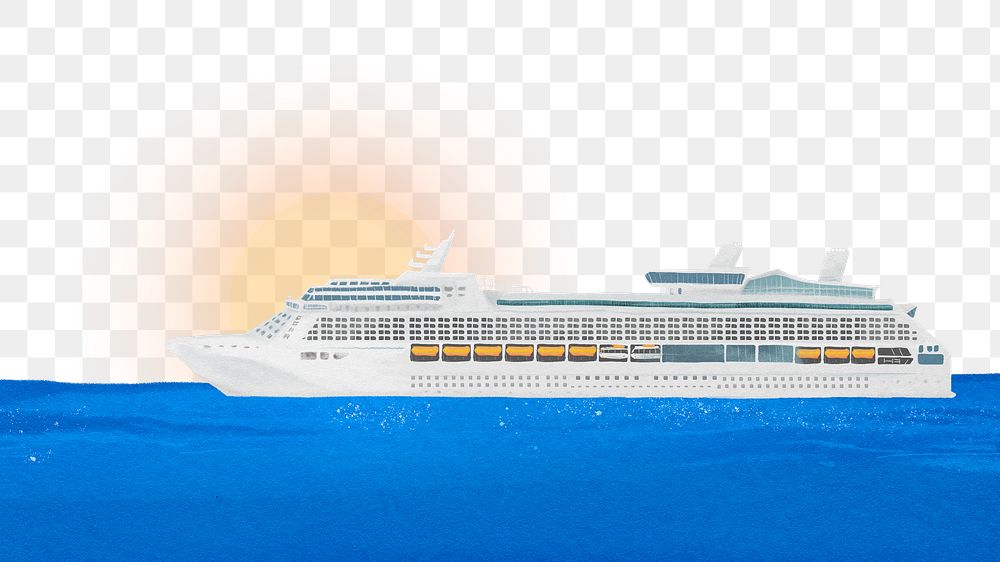 Cruise ship png border, transparent background