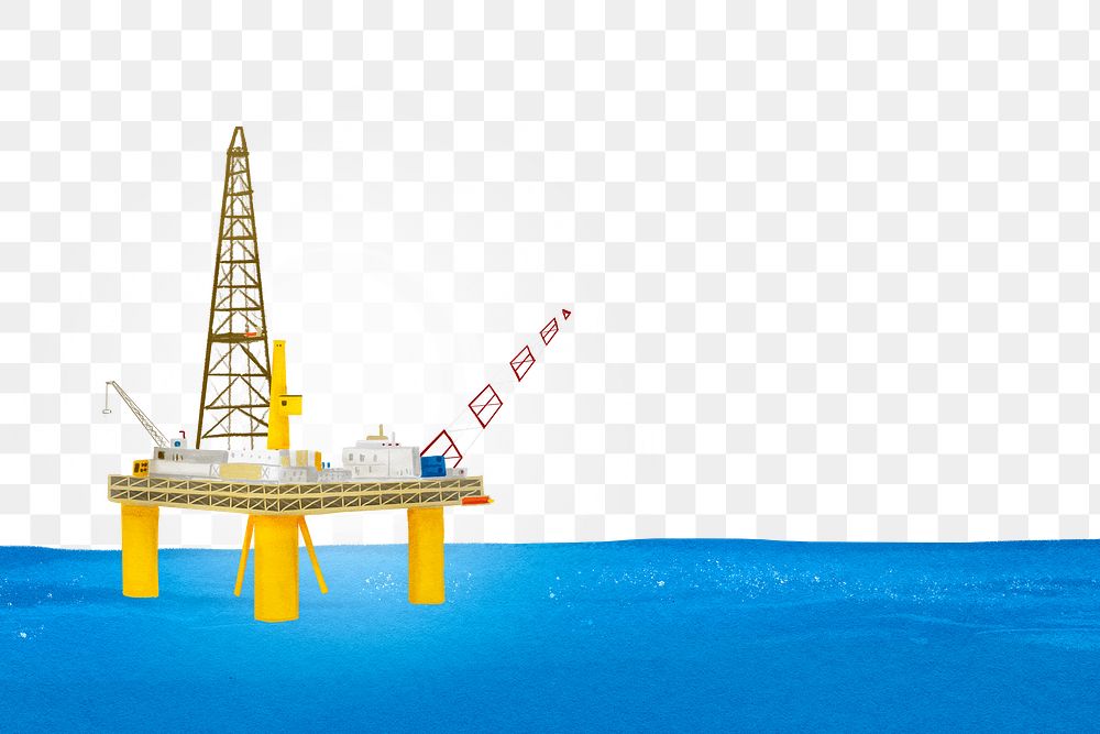 Oil rig png border, transparent background