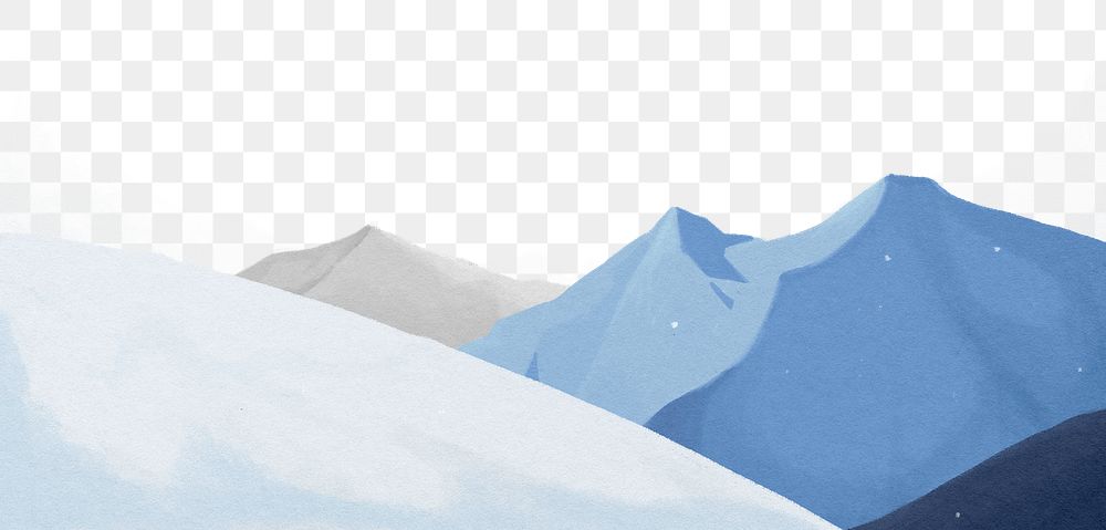 Snow mountains png border, transparent background
