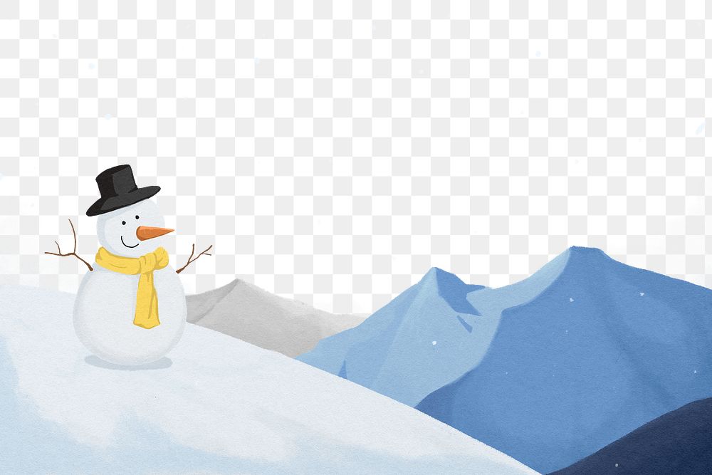 Winter snowman png border, transparent background