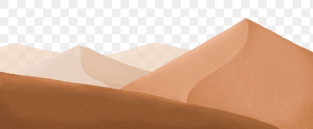 Watercolor desert png landscape border, transparent background