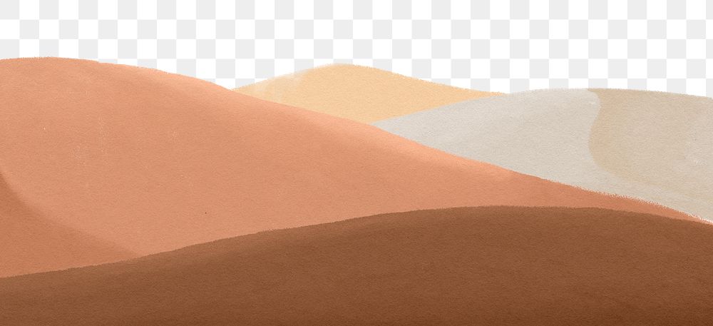 Watercolor desert png landscape border, transparent background