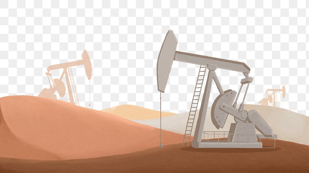 Oil patch png desert border, transparent background