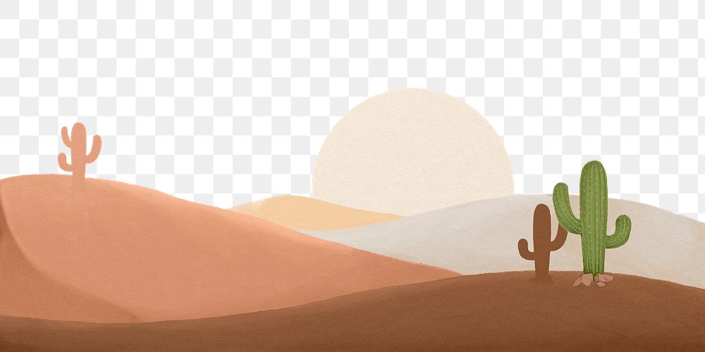 Wild west png desert border, transparent background