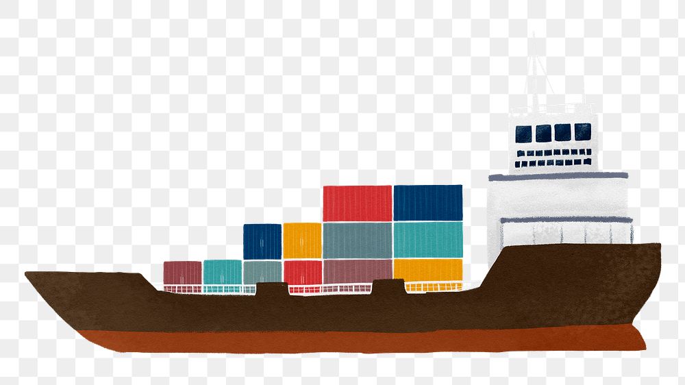 Cargo ship png sticker, transparent background