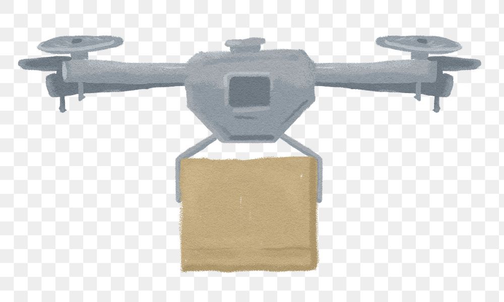 Delivery drone png sticker, transparent background