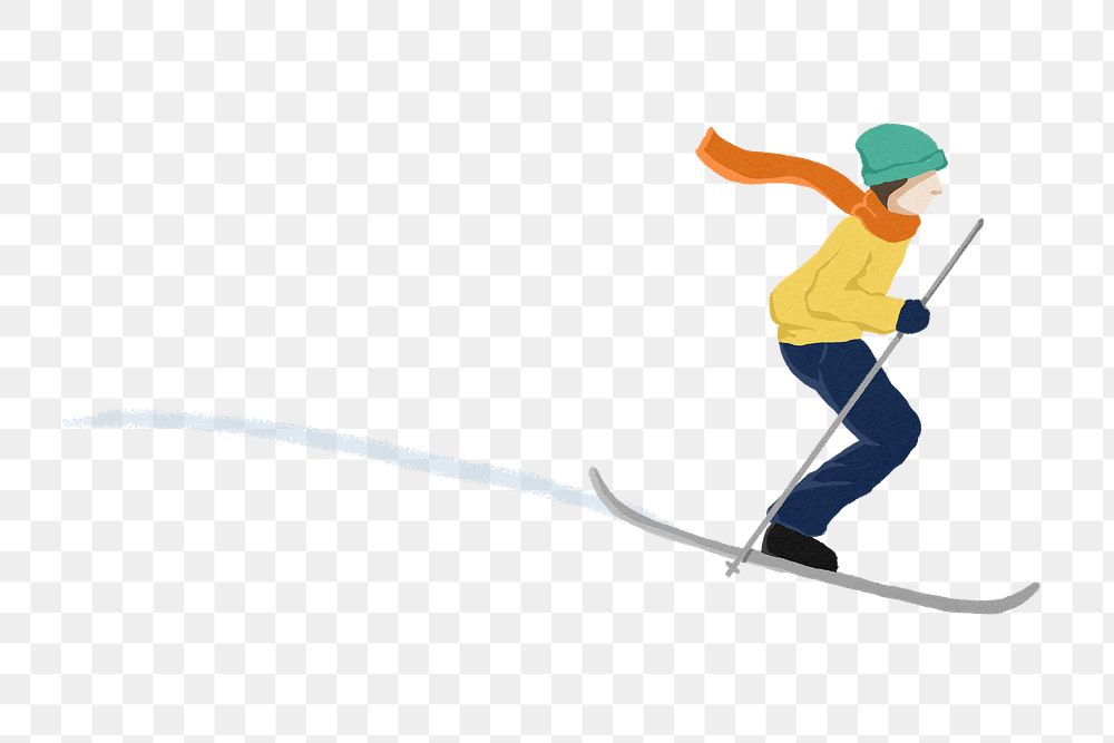 Skiing man png sticker, transparent background