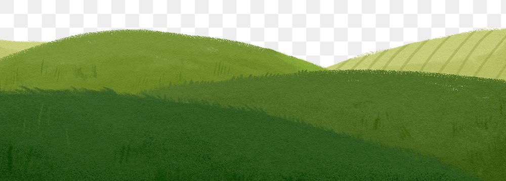 Watercolor landscape png border, transparent background