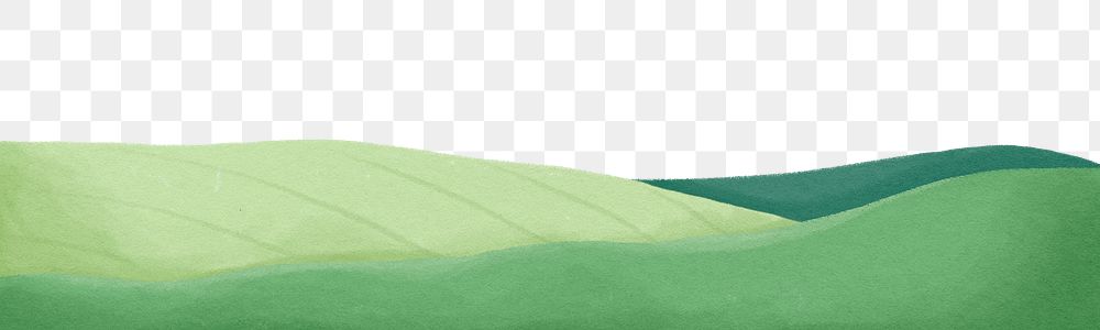 Watercolor landscape png border, transparent background