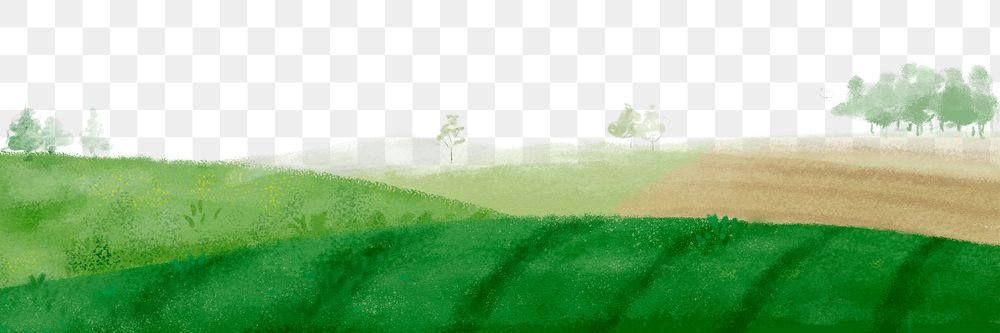 Watercolor landscape png border, transparent background