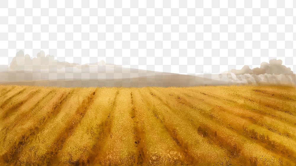 Farming field png border, watercolor, transparent background