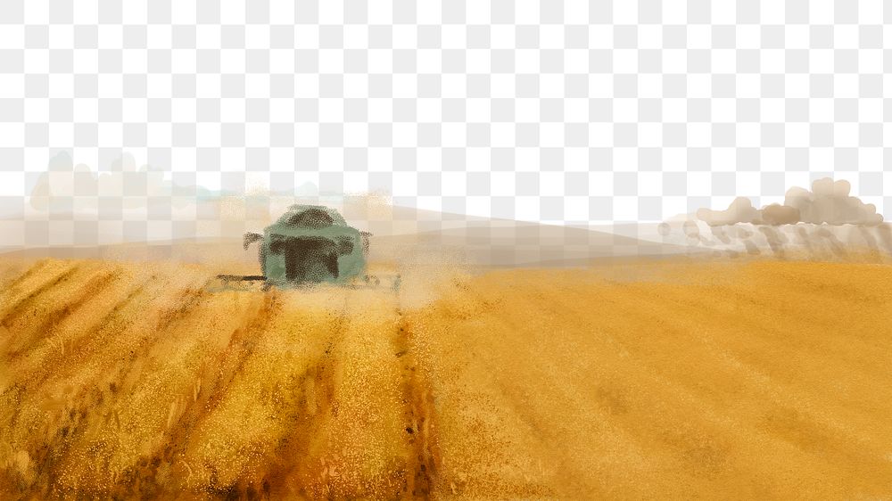 Farming field png border, watercolor, transparent background