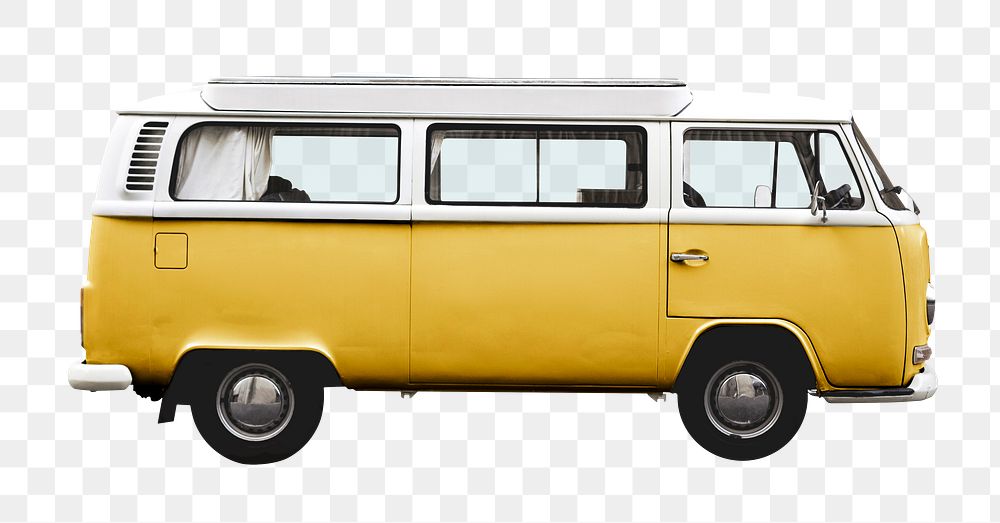 Yellow minivan png sticker, vehicle cut out, transparent background
