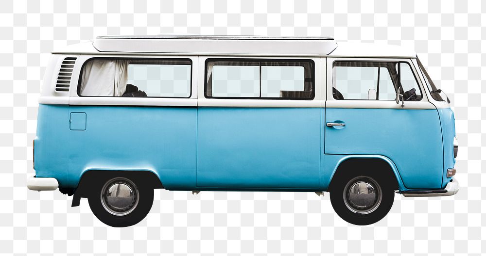 Blue minivan png sticker, vehicle cut out, transparent background