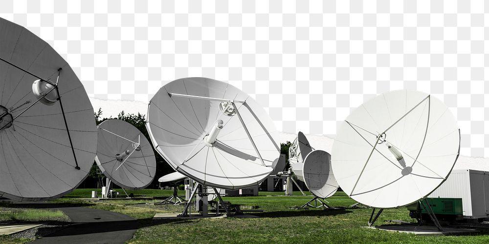 Satellite dishes png border, transparent background