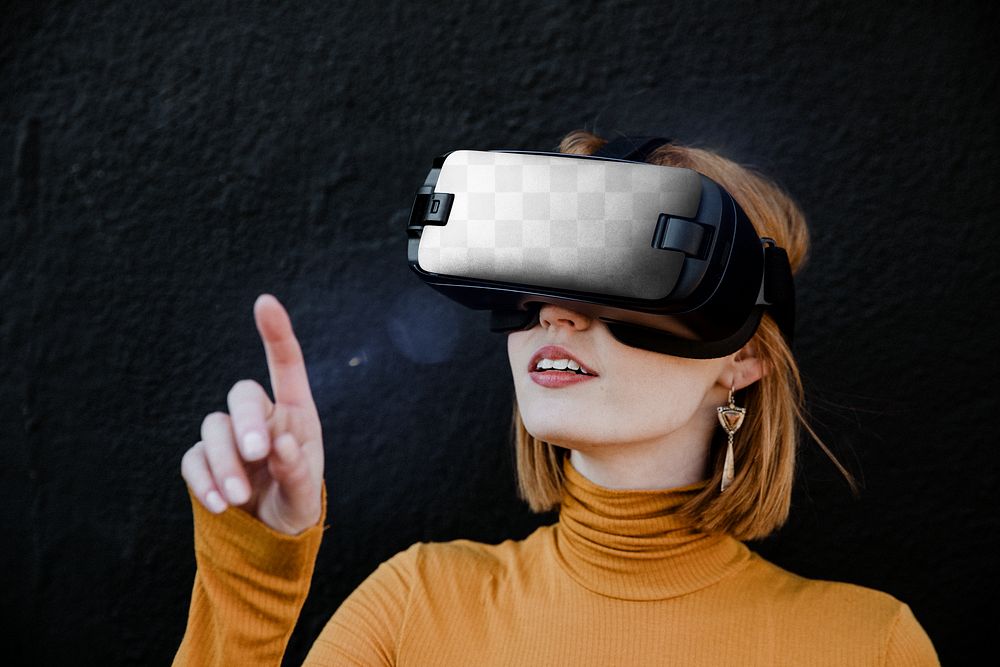 VR glasses png mockup, digital device, transparent design
