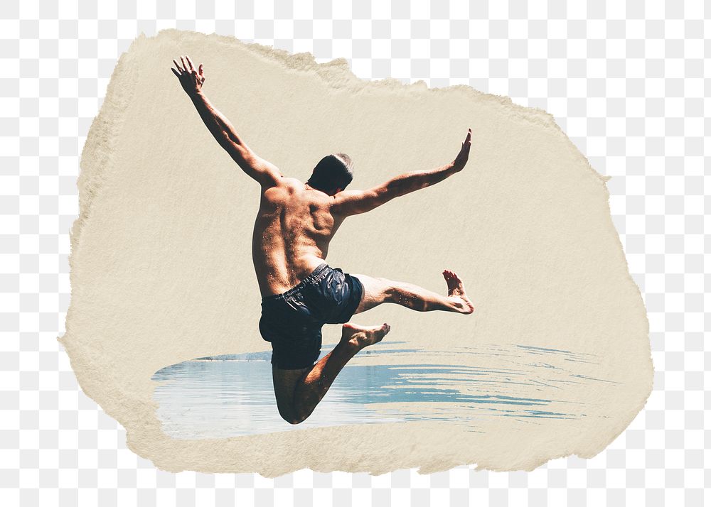 PNG Man jumping, collage element, transparent background