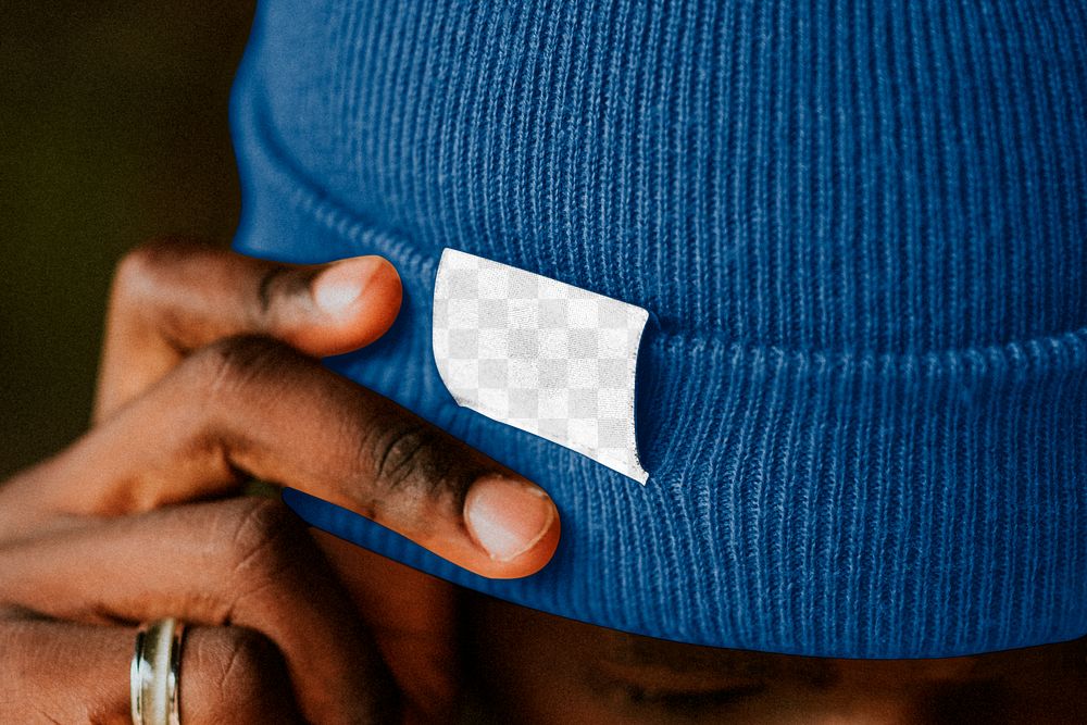 Hat tag png mockup, editable men's fashion, transparent design