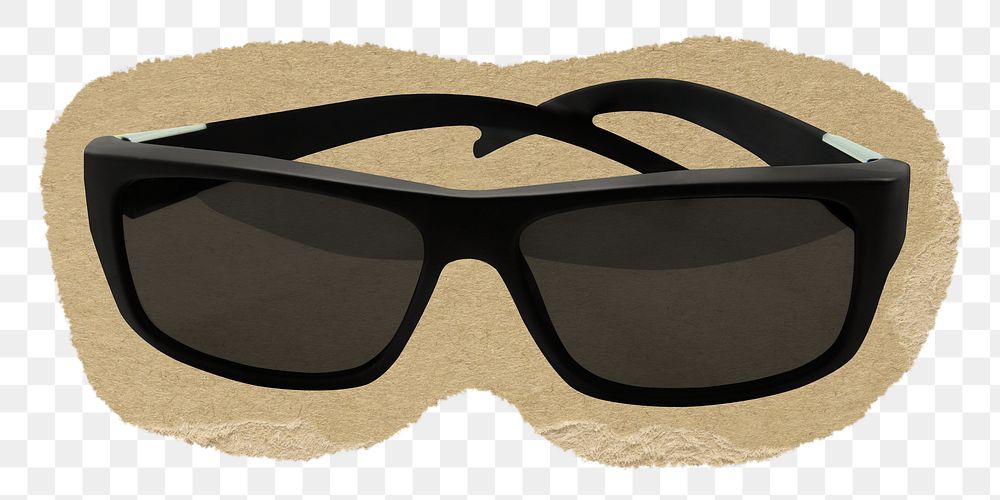 Sunglasses png sticker, ripped paper on transparent background 