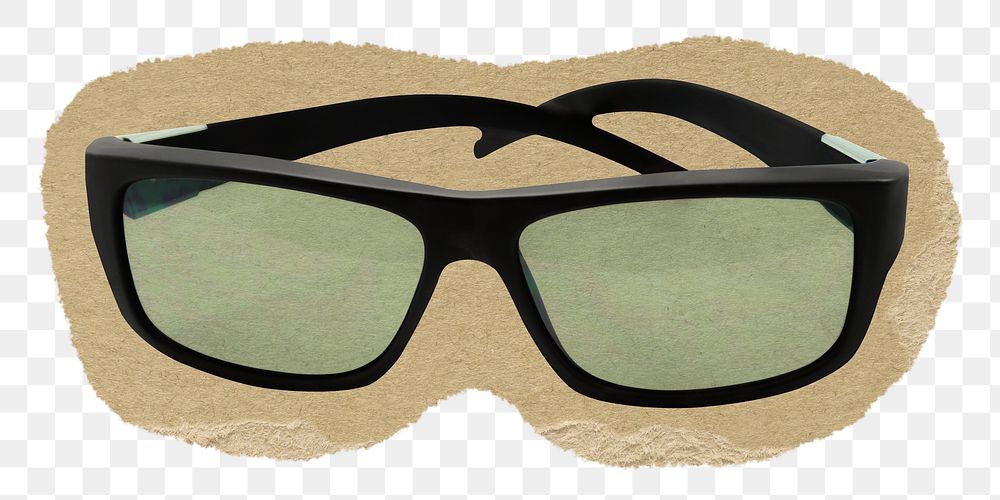 Sunglasses png sticker, ripped paper on transparent background 