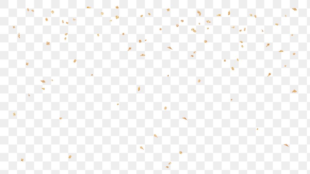 Png birthday confetti background, gold design, transparent background