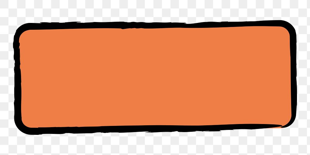 Text box png frame sticker, orange, transparent background