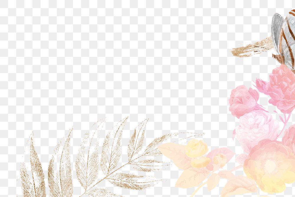 Aesthetic flower png border, transparent background