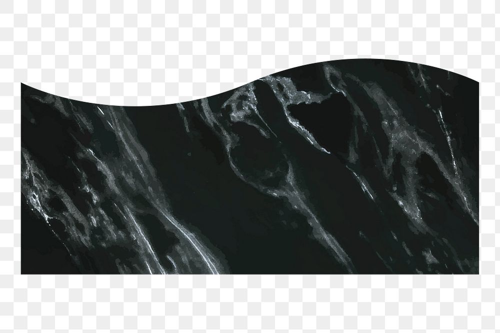 Black marble png sticker, shape collage element on transparent background