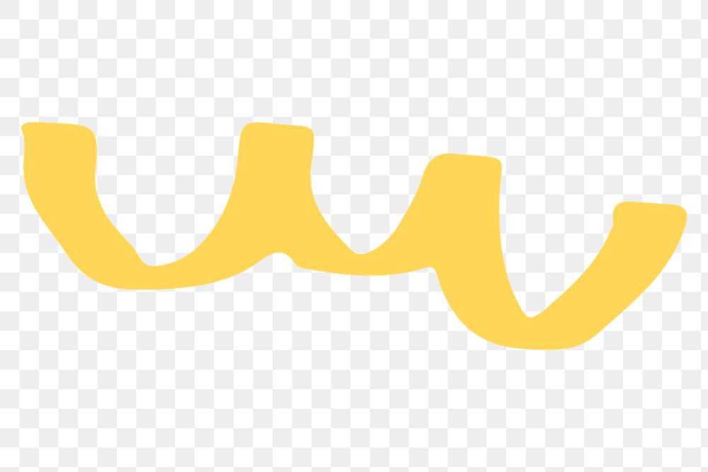 Png yellow squiggly line sticker, transparent background