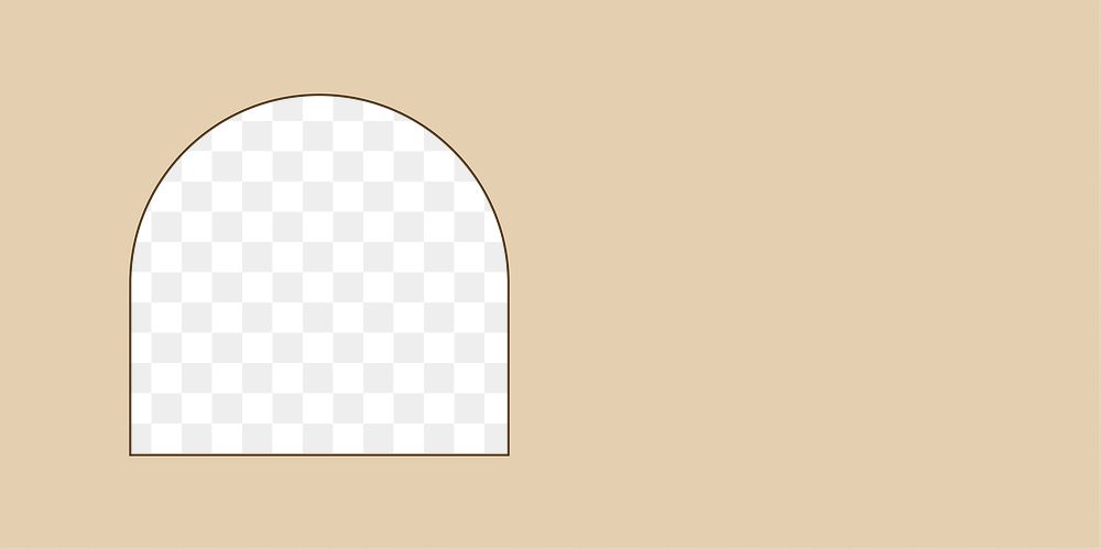PNG arch frame border, transparent design, beige background