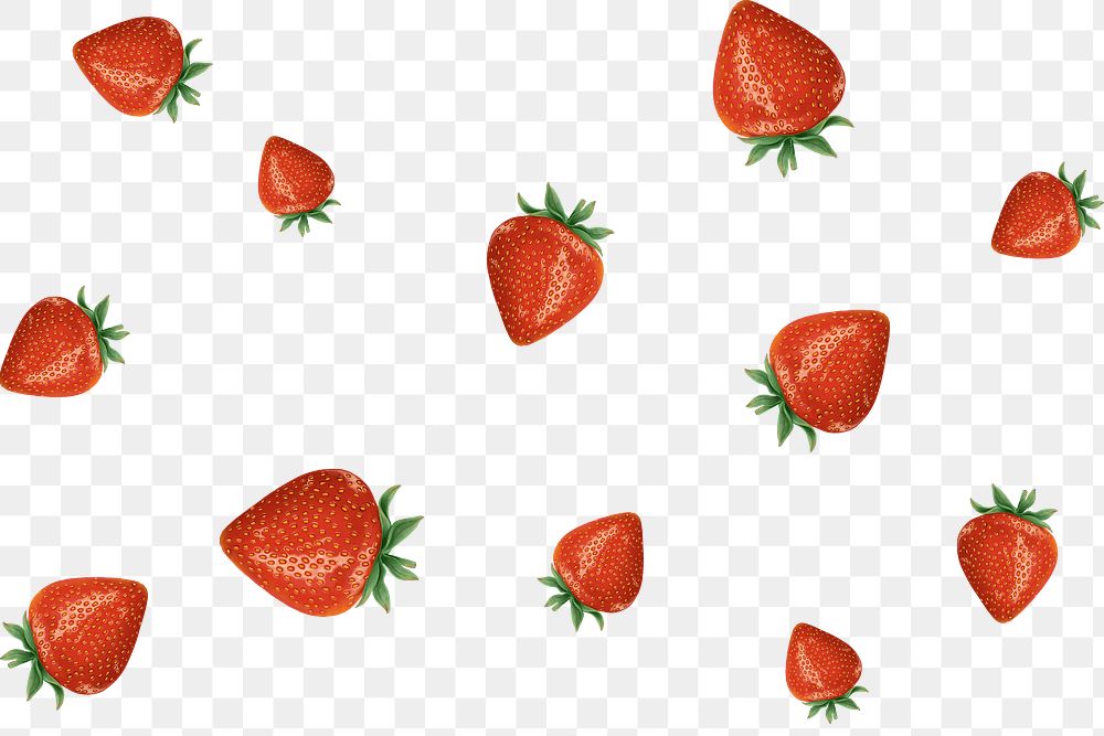 Strawberry pattern png sticker, realistic illustration, transparent background