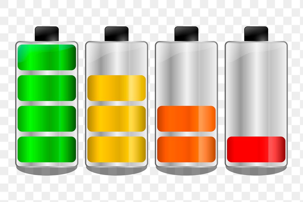 Battery levels png sticker illustration, transparent background. Free public domain CC0 image.