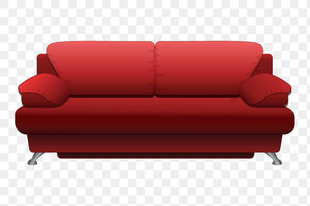 Red sofa png sticker illustration, transparent background. Free public domain CC0 image.