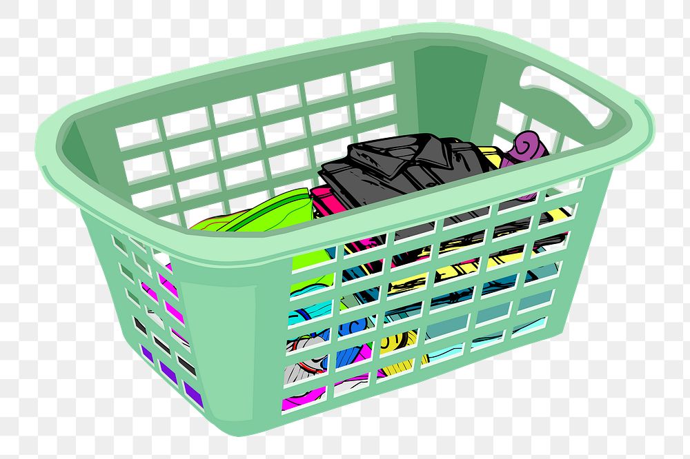 Clothes basket png sticker illustration, transparent background. Free public domain CC0 image.