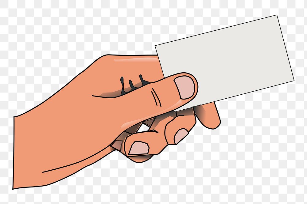 Hand with blank card png illustration, transparent background. Free public domain CC0 image.